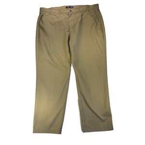 Izod Men's 46X32 Khaki Straight Leg‎ Flat Front Pants Business Preppy Office